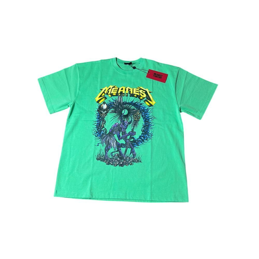 Meanest Streetwear Graphic T-Shirt Skull Monster Design Green Urban Fashion‎